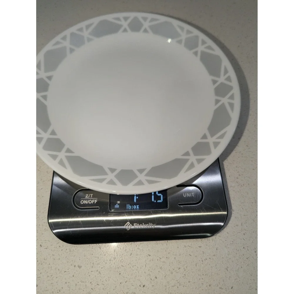 Corning Corelle Modena Salad Plates White Grey Geometric Lattice 8.5